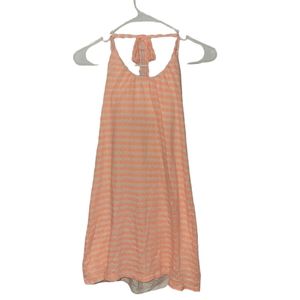Victoria secret small orange white halter summer tank top dress neon stripe bra